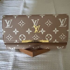 Tan and Cream Monogram Wallet